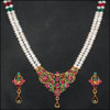 Two Lines Emeralds and Rubies Pearl Set (VJM-13) - Click here to View more details about this Product